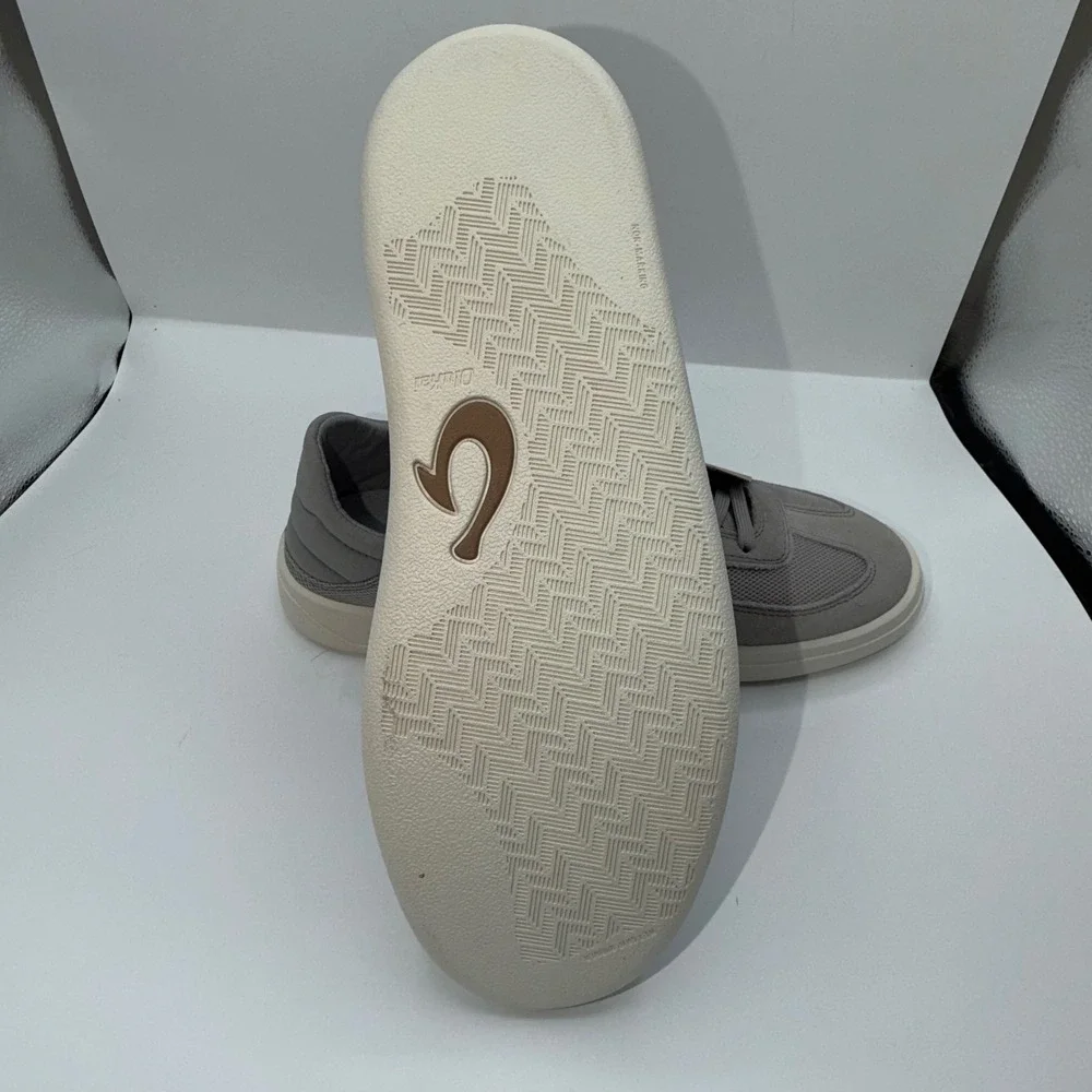 OluKai Punini Men's 7 Mesh Suede Sneakers Ash Grey Drop In Heel Slide In Comfort